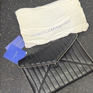 Rebecca Minkoff Black Quilted Envelope Wristlet Clutch